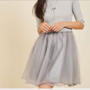 Modcloth Easley Grey Tulle Dress